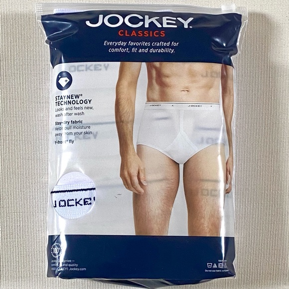 NEW JOCKEY CLASSICS MEN’S 4 FULL-RISE WHITE BRIEFS, SIZE 42 - Picture 2 of 7